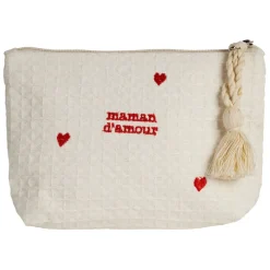 Fabrique de Styles Pochettes Et Housses>Pochette maman en coton écru et rouge - Famille Ecru, Rouge