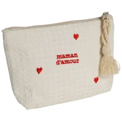 Fabrique de Styles Pochettes Et Housses>Pochette maman en coton écru et rouge - Famille Ecru, Rouge