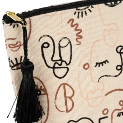 Fabrique de Styles Pochettes Et Housses>Pochette terre brulee ecru+noir 26x8x17cm coton Ecru, Noir