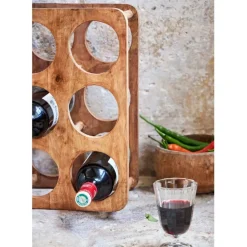 Fabrique de Styles Accessoires Vin Et Cocktails>Porte bouteille 6 socles en manguier - Grand Office Brun