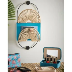 Fabrique de Styles Petits Rangements>Porte magazines mural 2 niveaux korda Naturel, Noir