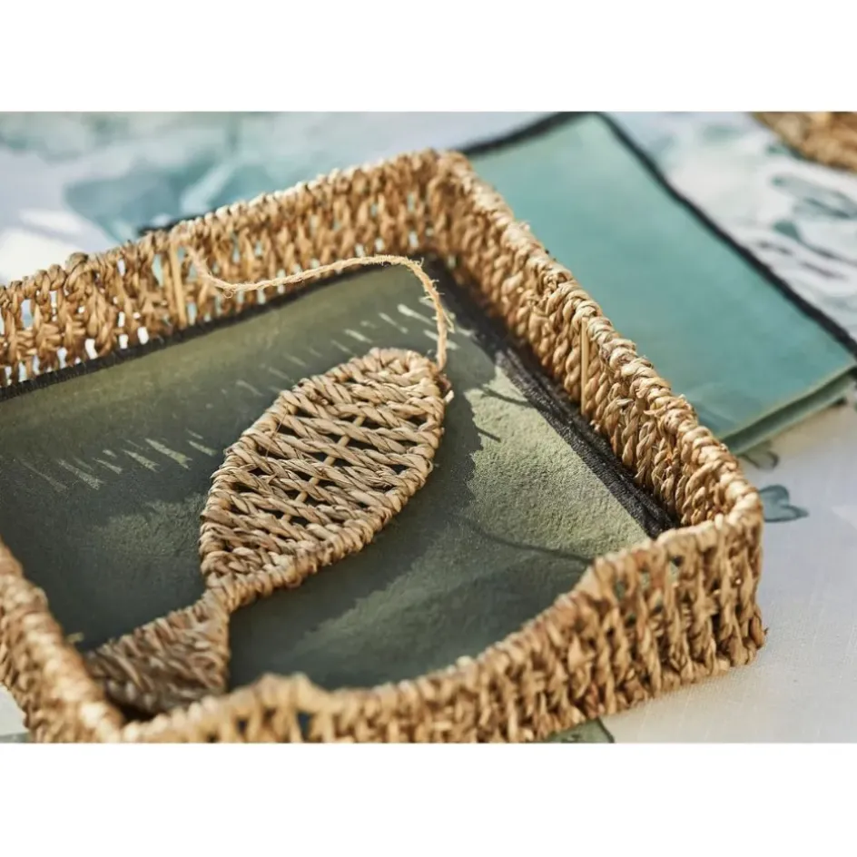 Fabrique de Styles Accessoires De Table>Porte serviettes en jonc de mer et fer poisson - borneo Naturel