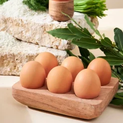 Fabrique de Styles Ustensibles De Cuisine>Porte œufs 6 socles en acacia 16x10cm - Dalbert Naturel