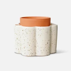 Fabrique de Styles Vases Et Soliflores>Pot auto-arrosant en céramique grainé et argile d14cm - Paula Blanc