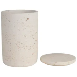 Fabrique de Styles Pots Et Bocaux>Pot avec couvercle en ciment écru moucheté h16.5cm - Organic Ecru