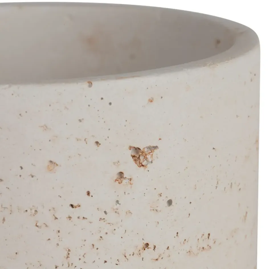 Fabrique de Styles Pots Et Bocaux>Pot avec couvercle en ciment écru moucheté h16.5cm - Organic Ecru