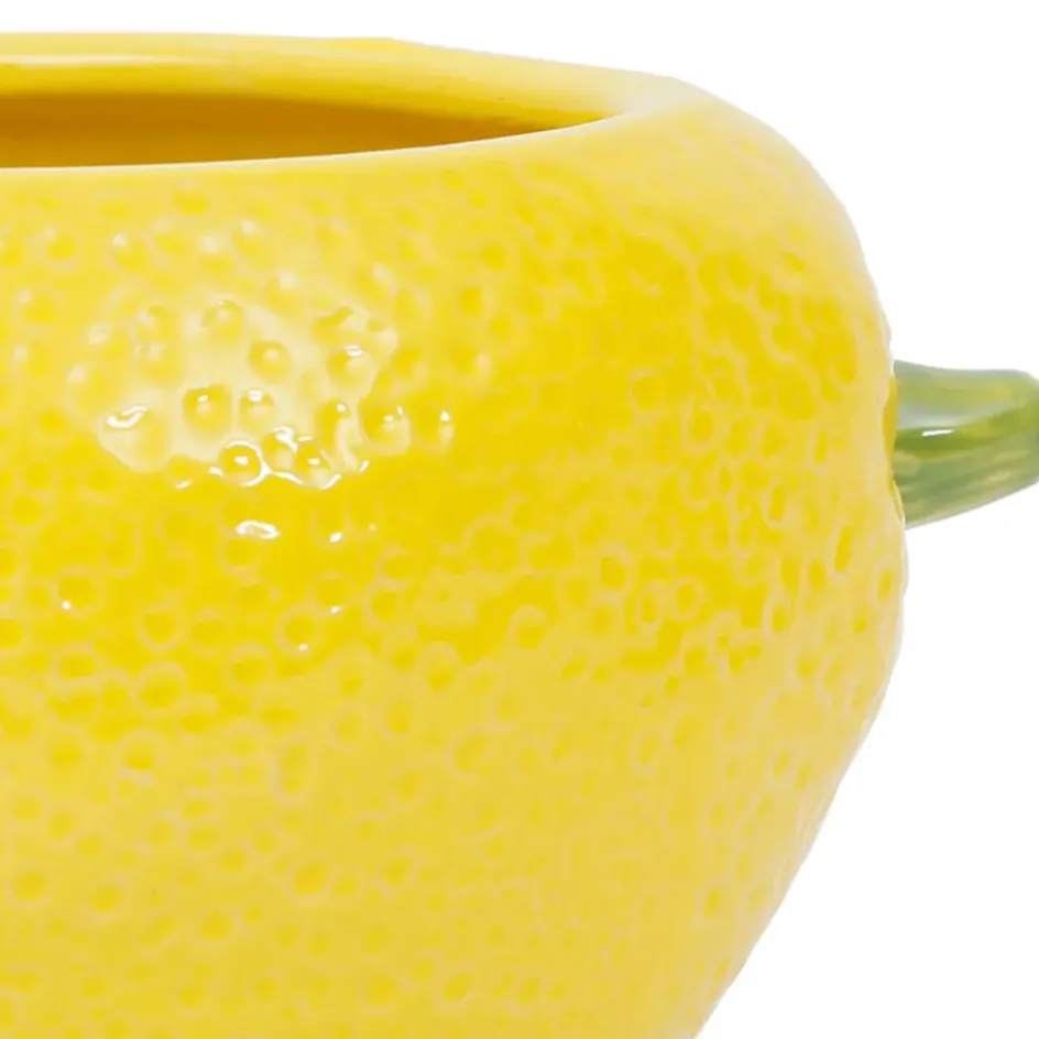 Fabrique de Styles Pots Et Bocaux>Pot citron avec couvercle en grès - Citron Jaune
