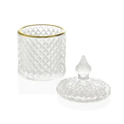 Fabrique de Styles Rangements Salle De Bain>Pot diamond en verre lissere dore d8.5xh14.5cm Doré