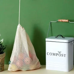Fabrique de Styles Poubelles>Poubelle à compost en métal 5L Blanc