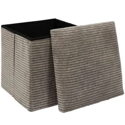 Fabrique de Styles Poufs Et Tabourets>Pouf coffre pliable en tissu côtelé - Scarlett Taupe