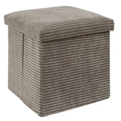 Fabrique de Styles Poufs Et Tabourets>Pouf coffre pliable en tissu côtelé - Scarlett Taupe