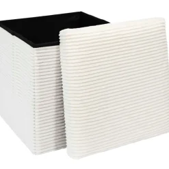 Fabrique de Styles Poufs Et Tabourets>Pouf coffre pliable en tissu côtelé beige - Scarlett Crème