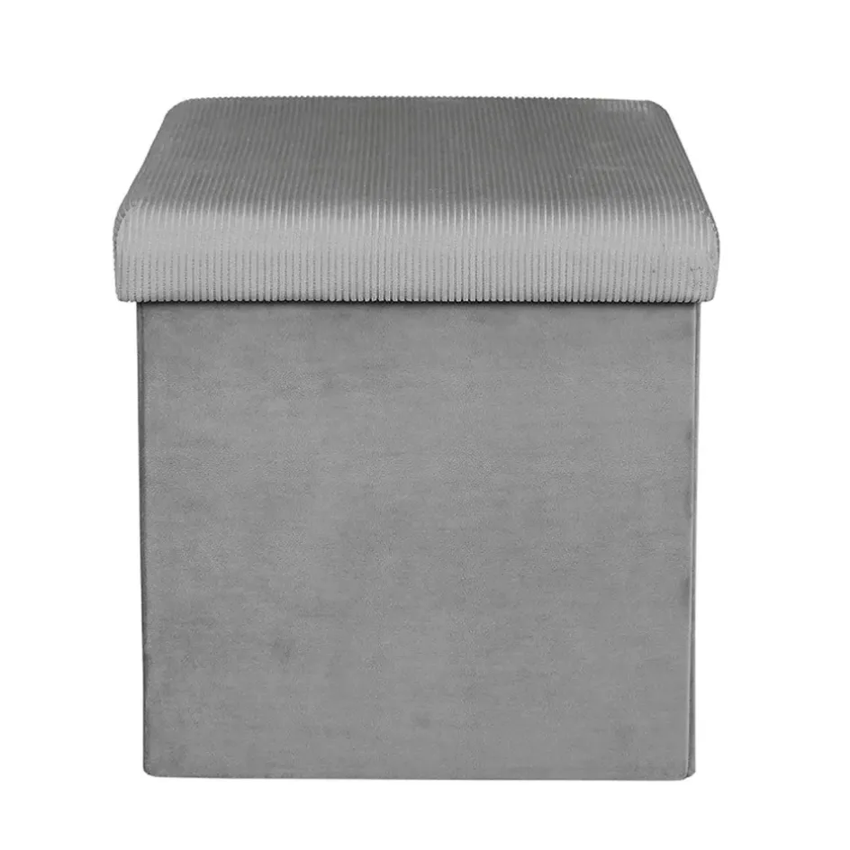 Fabrique de Styles Poufs Et Tabourets>Pouf coffre pliable en velours côtelé - Julia Gris