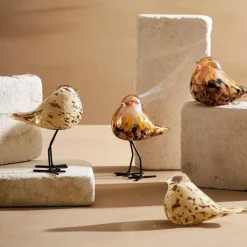 Fabrique de Styles Petits Objets Déco>Presse papier moineau en verre beige et doré - Serin Beige, Doré