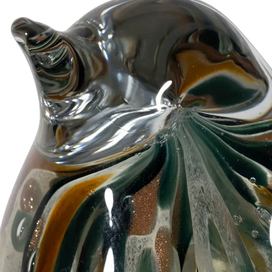 Fabrique de Styles Petits Objets Déco>Presse papier moineau en verre émeraude et doré - Serin Emeraude, Doré