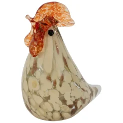 Fabrique de Styles Petits Objets Déco>Presse-papier coq en verre et rouge Beige