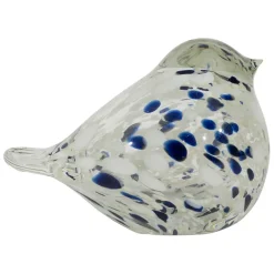 Fabrique de Styles Petits Objets Déco>Presse-papier moineau en verre blanc et bleu pailleté - Serin Blanc, Bleu