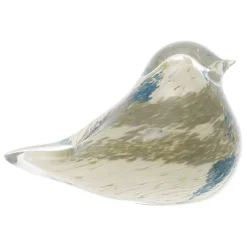 Fabrique de Styles Petits Objets Déco>Presse-papier moineau serin ivoire et bleu en verre Ivoire, bleu