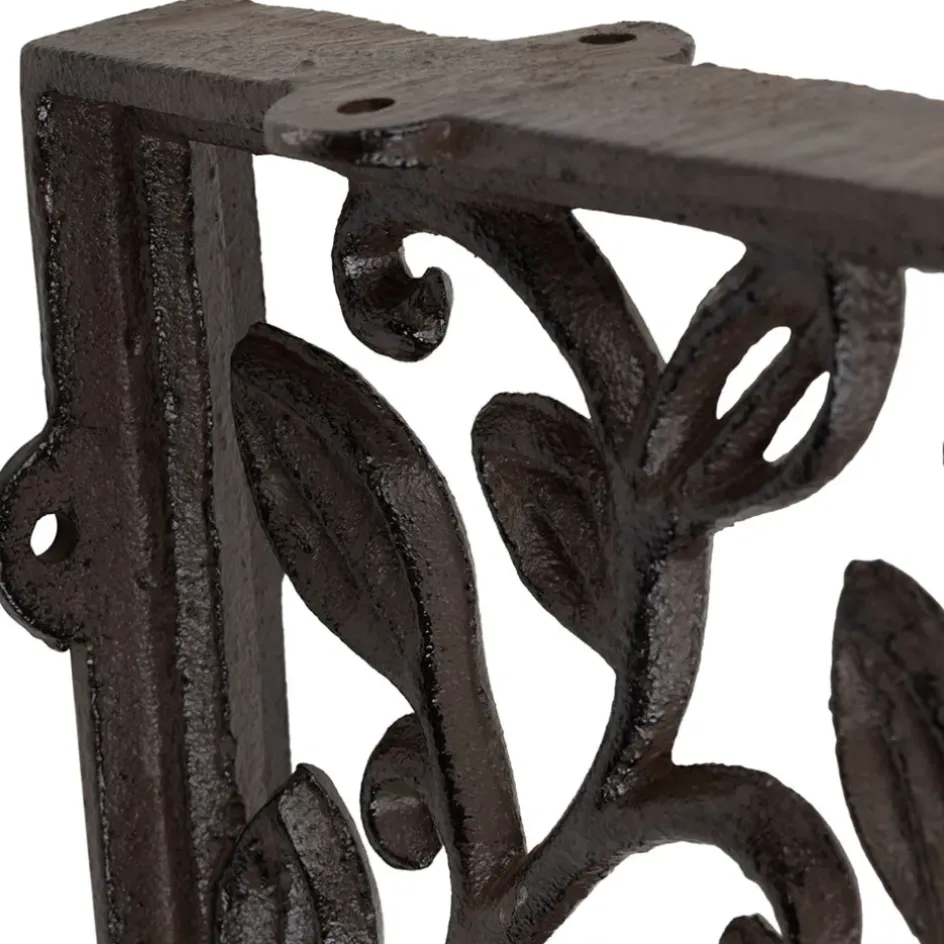 Fabrique de Styles Étagères Murales>Équerre en fonte laurier 18x20cm Brun