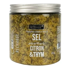 Fabrique de Styles Condiments Et Épices>Recharge de sel citron et thym 600gr Jaune
