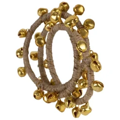 Fabrique de Styles Serviettes De Table>Rond de serviette en fer et jute - Clochette Doré