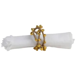 Fabrique de Styles Serviettes De Table>Rond de serviette en fer et jute - Clochette Doré