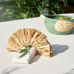 Fabrique de Styles Serviettes De Table>Rond de serviette en raphia et fer Naturel