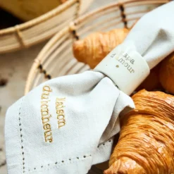 Fabrique de Styles Serviettes De Table>Rond de serviette papa en grès moucheté d3cm Blanc