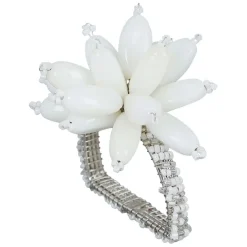 Fabrique de Styles Serviettes De Table>Rond serviette fleuri d4cm fer et verre Blanc