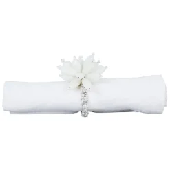 Fabrique de Styles Serviettes De Table>Rond serviette fleuri d4cm fer et verre Blanc