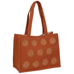 Fabrique de Styles Sacs Et Cabas>Sac brodé en coton terracotta et doré - Allegra Terracotta, Doré