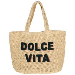 Fabrique de Styles Sacs Et Cabas>Sac brodé "dolce vita" en corde de papier - Lumi Emeraude