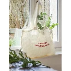 Fabrique de Styles Sacs Et Cabas>Sac grand amour en coton écru et rouge - Famille Ecru, Rouge