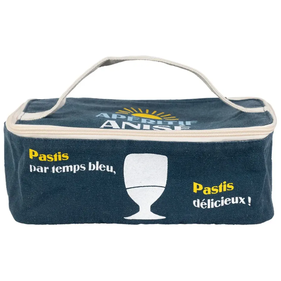 Fabrique de Styles Sacs>Sac isotherme en coton bleu et jaune - Pastis Bleu, Jaune