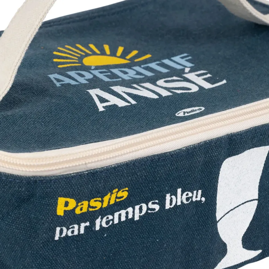 Fabrique de Styles Sacs>Sac isotherme en coton bleu et jaune - Pastis Bleu, Jaune