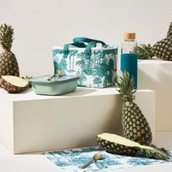 Fabrique de Styles Sacs>Sac isotherme en coton écru et palmiers émeraude - Mocoa Emeraude