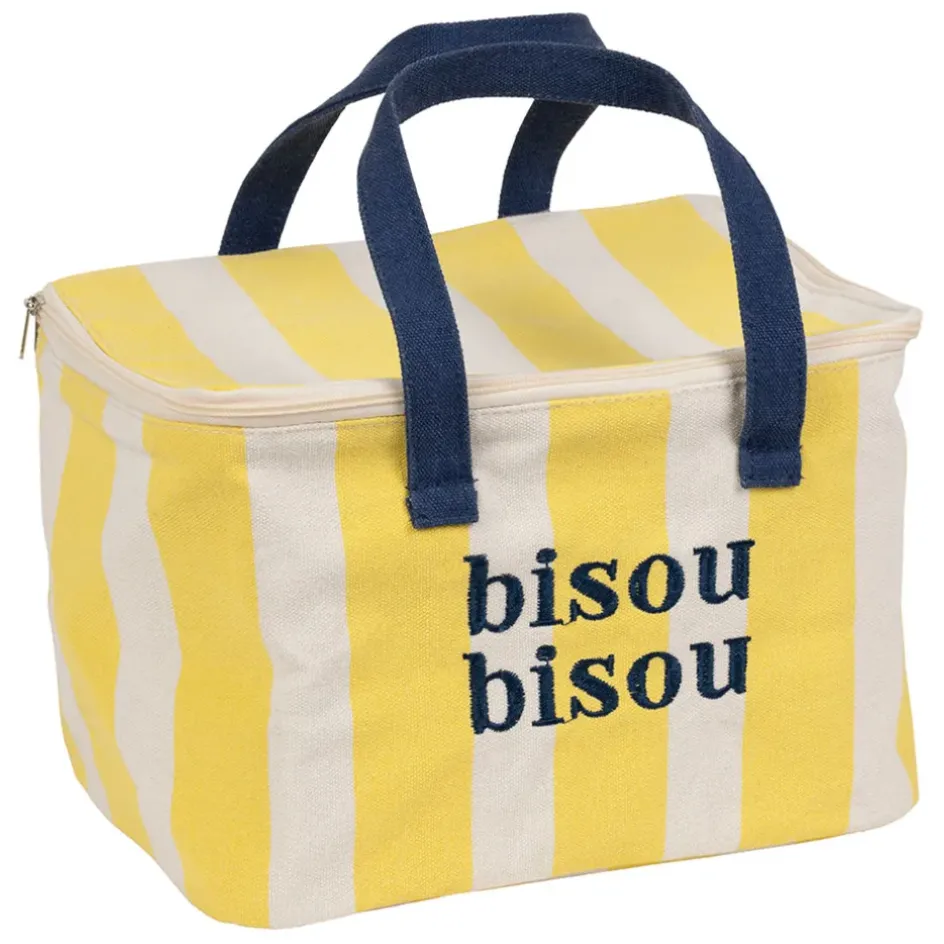 Fabrique de Styles Sacs>Sac isotherme en coton rayé jaune et bleu - Medi Jaune, Bleu