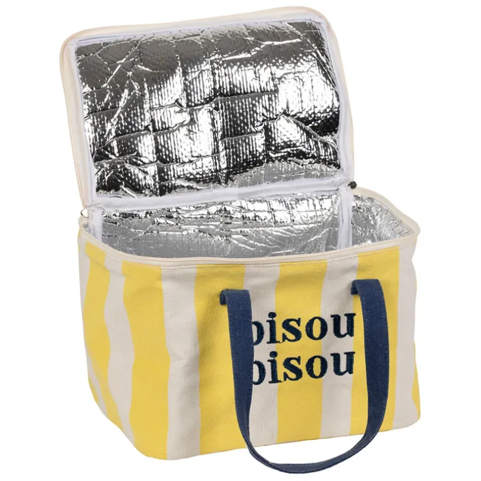 Fabrique de Styles Sacs>Sac isotherme en coton rayé jaune et bleu - Medi Jaune, Bleu