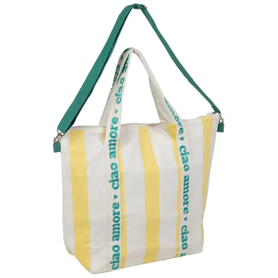 Fabrique de Styles Sacs Et Cabas>Sac isotherme en coton rayé jaune et blanc - Medi Jaune, Vert