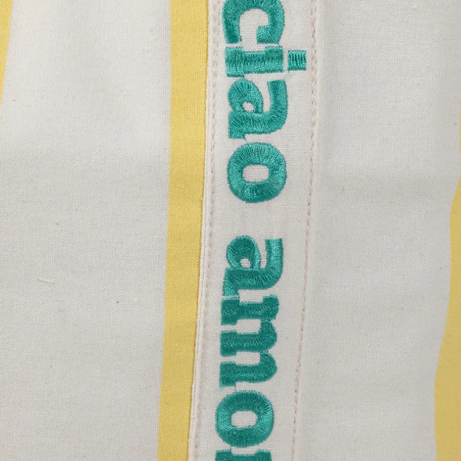 Fabrique de Styles Sacs Et Cabas>Sac isotherme en coton rayé jaune et blanc - Medi Jaune, Vert