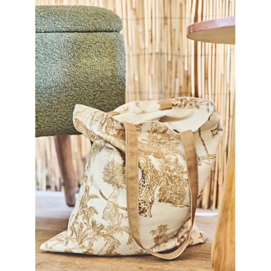 Fabrique de Styles Sacs Et Cabas>Sac tote bag en coton écru et palmiers - Mocoa Camel
