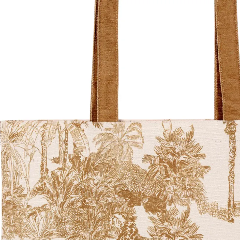 Fabrique de Styles Sacs Et Cabas>Sac tote bag en coton écru et palmiers - Mocoa Camel