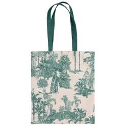 Fabrique de Styles Sacs Et Cabas>Sac tote bag en coton écru et palmiers émeraude - Mocoa Emeraude