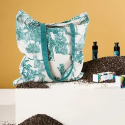 Fabrique de Styles Sacs Et Cabas>Sac tote bag en coton écru et palmiers émeraude - Mocoa Emeraude