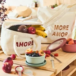 Fabrique de Styles Sacs Et Cabas>Sac tote bag "More amor" en coton écru - Funky Ecru