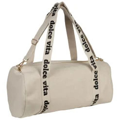 Fabrique de Styles Sacs Et Cabas>Sac week-end dolce vita en lin et coton écru et noir - Bowling Ecru, Noir