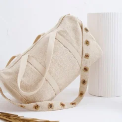 Fabrique de Styles Sacs Et Cabas>Sac week-end en coton et jute écru et doré - Greeka Ecru, Doré