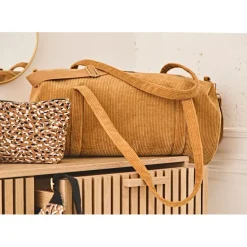 Fabrique de Styles Sacs Et Cabas>Sac weekend en tissu côtelé - Bowling Moutarde