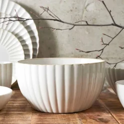 Fabrique de Styles Plats Et Saladiers>Saladier en céramique d23.6cm - Vlora Beige