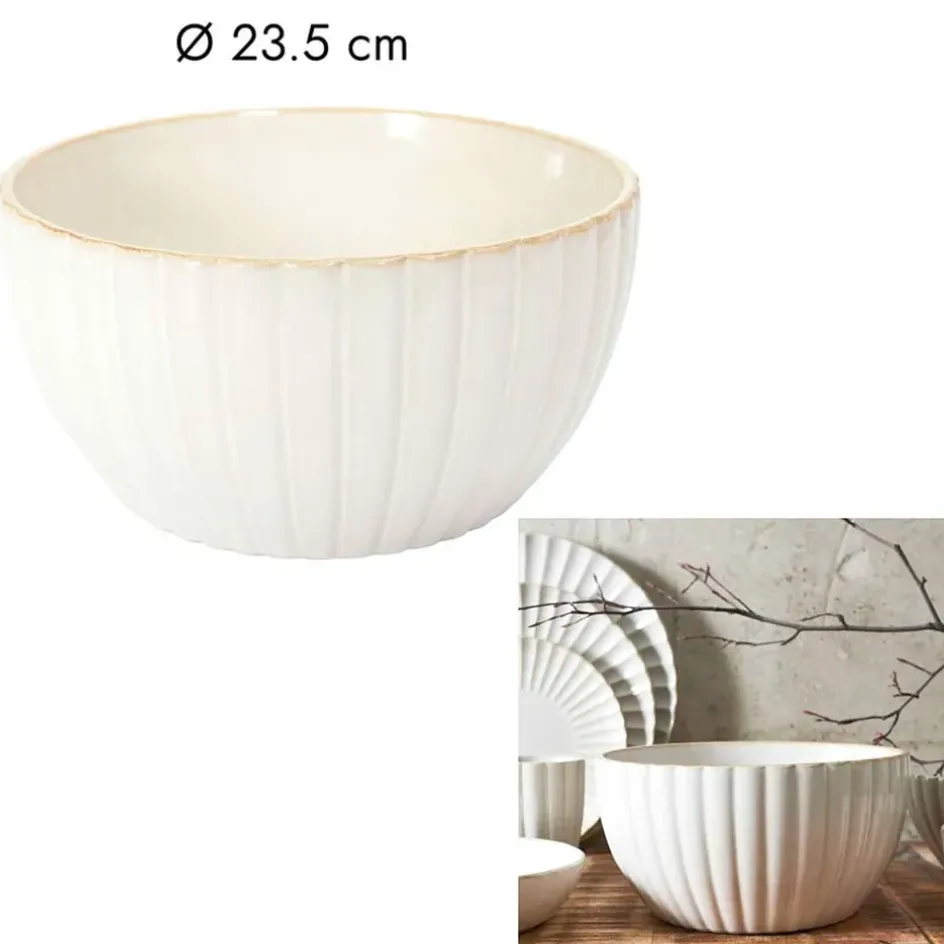 Fabrique de Styles Plats Et Saladiers>Saladier en céramique d23.6cm - Vlora Beige